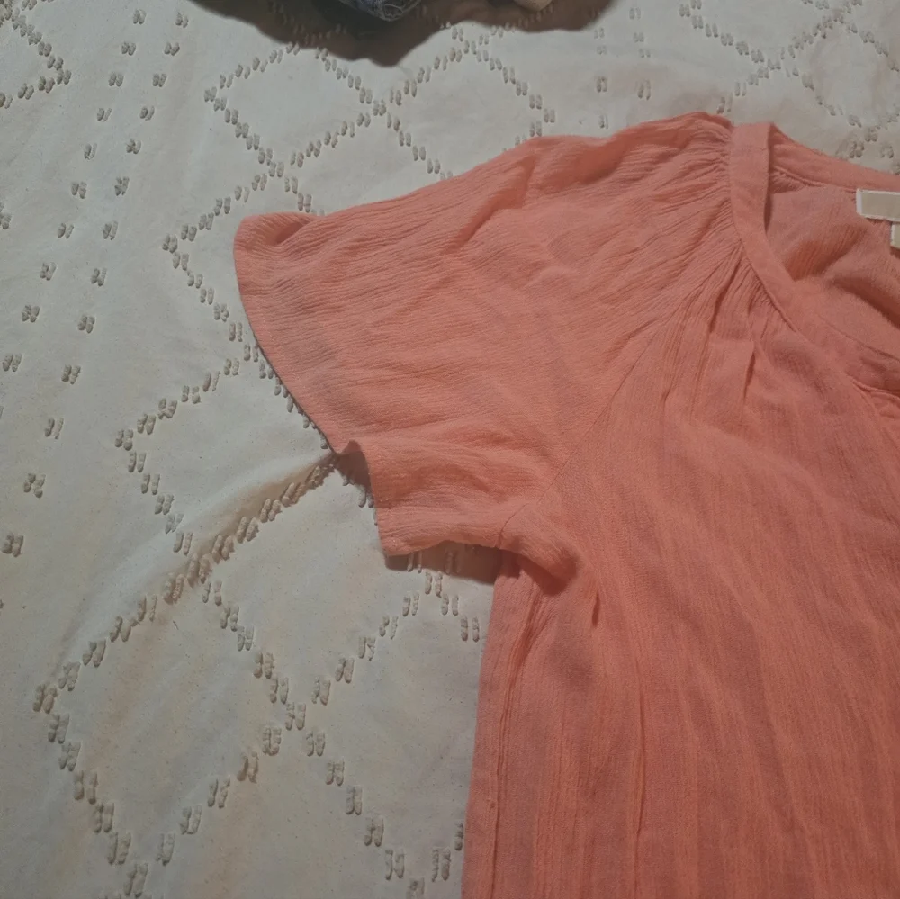 Michael Kors Coral Short-Sleeve Henley Blouse